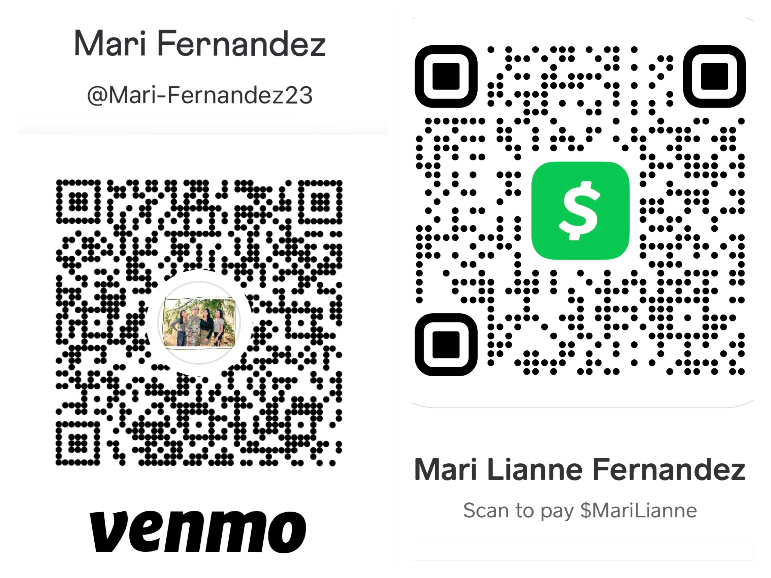 Use the qr codes below to pay or your may bring cash/check to the session.